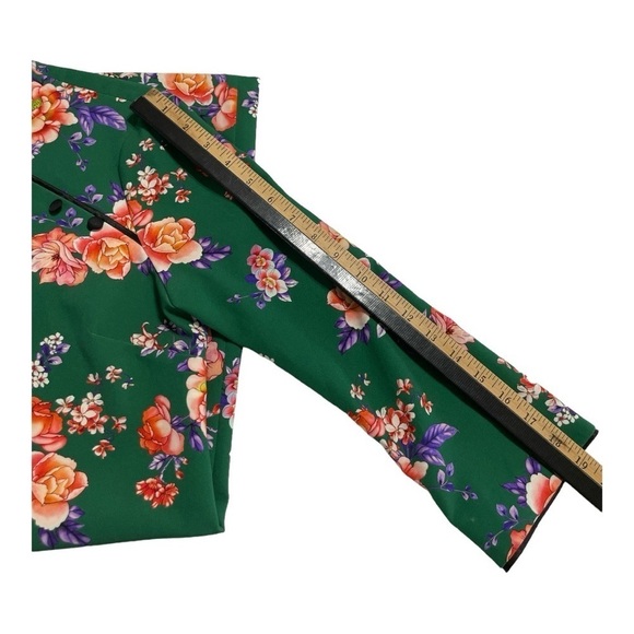 ZARA WOMAN Cheongsam Mini Dress Mandarin Collar Green Floral Size Small - Picture 13 of 16